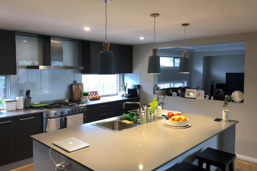 Kitchen lights installed by Eddy Cullen Electrical.