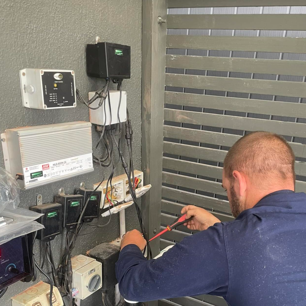 An Eddy Cullen Electrician testing and fault finding as part of our data and communication electrical services.