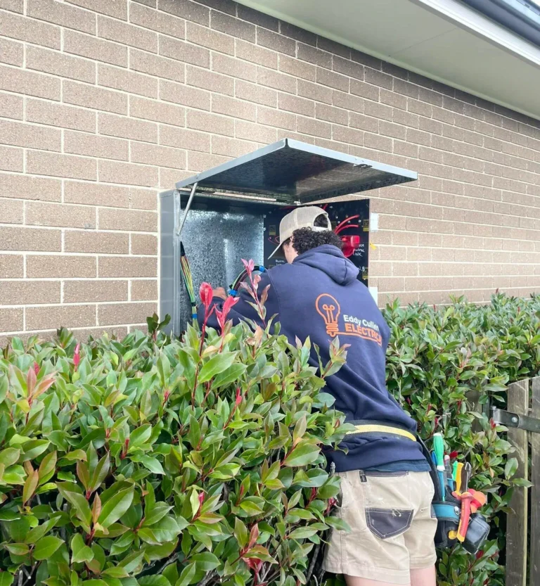 An electrician installs a new switchboard in a residential fuse box in Bowral. The job includes connecting wires, fitting circuit breakers, and checking safety compliance to ensure reliable, safe power flow throughout the home.